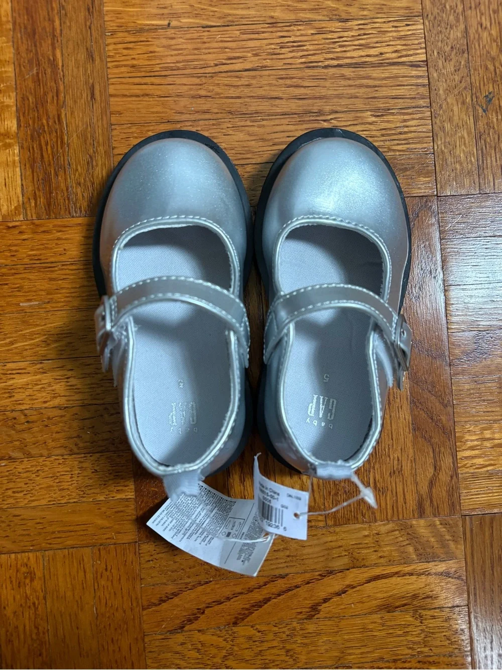 GAP Toddler Metallic Silver Mary Jane Shoes